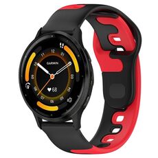 Per cinturino in silicone bicolore Garmin Vivoactive 4 da 22 mm (nero + rosso)