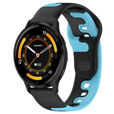 Per cinturino in silicone bicolore Garmin Vivoactive 4 22mm (nero + blu)