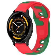 Per cinturino in silicone bicolore Garmin Vivoactive 4 da 22 mm (rosso + verde)