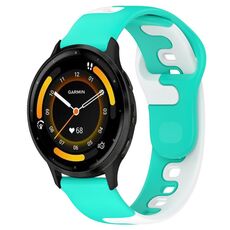 Per cinturino in silicone bicolore Garmin Vivoactive 4 da 22 mm (ciano + bianco)