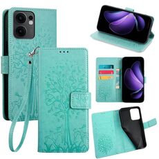 Per OPPO Reno13 F 5G / 4G Custodia in pelle goffrata con motivo albero e cervo (verde)