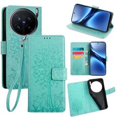Per vivo X200 Pro 5G Custodia in pelle goffrata con motivo albero e cervo (verde)