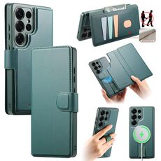 Per Samsung Galaxy S25 Ultra 5G CaseNeo Finger Grip Strap MagSafe Custodia in pelle per telefono (verde)
