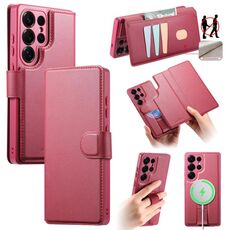 Custodia per Samsung Galaxy S25 Ultra 5G, custodia Neo Finger Grip Strap MagSafe in pelle (rossa)