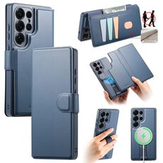 Per Samsung Galaxy S25 Ultra 5G CaseNeo Finger Grip Strap MagSafe Custodia in pelle per telefono (blu)