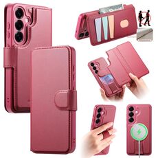 Per Samsung Galaxy S25+ 5G CaseNeo Finger Grip Strap MagSafe Custodia in pelle per telefono (rosso)