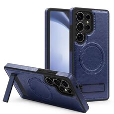 Per Samsung Galaxy S24 Ultra 5G Custodia per telefono in PU con supporto multifunzione MagSafe (blu reale)