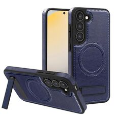 Per Samsung Galaxy S23 5G Custodia per telefono con supporto multifunzione MagSafe PU (blu reale)