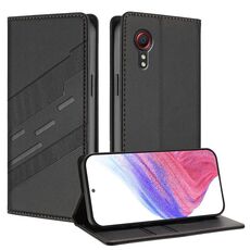 Per Samsung Galaxy XCover 5 Custodia per telefono in pelle retrò con portafoglio multifunzionale in rilievo (nero)
