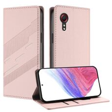 Per Samsung Galaxy XCover 5 Custodia per telefono in pelle retrò con portafoglio multifunzionale in rilievo (rosa)
