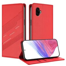 Per Samsung Galaxy XCover6 Pro Custodia per telefono in pelle retrò con portafoglio multifunzionale in rilievo (rosso)