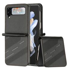 Per Samsung Galaxy Z Flip4 5G Custodia per telefono in pelle retrò con portafoglio multifunzionale in rilievo (nero)