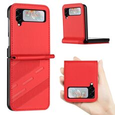 Per Samsung Galaxy Z Flip4 5G Custodia per telefono in pelle retrò con portafoglio multifunzionale in rilievo (rosso)