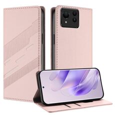 Per Asus Zenfone 11 Ultra Custodia per telefono in pelle retrò multifunzionale in rilievo (rosa)