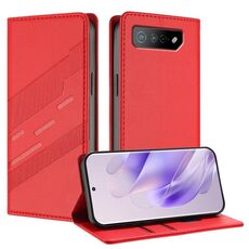 Per Asus ROG Phone 7 Custodia per telefono in pelle retrò con portafoglio multifunzionale in rilievo (rosso)