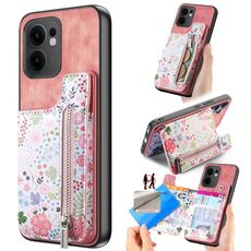 Per OPPO Reno13 F Retro Painted Zipper Wallet Back Custodia per telefono (Rosa)