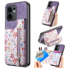 Per OPPO Reno13 F Retro Painted Zipper Wallet Back Custodia per telefono (viola)