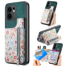 Per OPPO Reno13 F Retro Painted Zipper Back Custodia per telefono (verde)