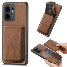 Per OPPO Reno13 F Retro Pelle Card Bag Custodia Magnetica per Telefono (Marrone)