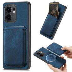 Per OPPO Reno13 F Retro Pelle Card Bag Custodia Magnetica per Telefono (Blu)