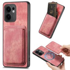 Per OPPO Reno13 F Retro Pelle Card Bag Custodia Magnetica per Telefono (Rosa)