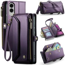 Per Samsung Galaxy S25 Edge 5G CaseMe C36 Porta carte con cerniera Portafoglio RFID Antifurto Custodia in pelle per telefono (viola)