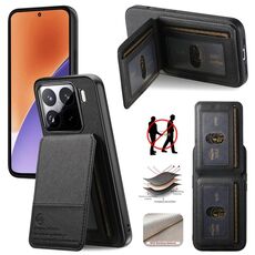 Per Xiaomi 15 Twill Tessuto Pelle Verticale Flip RFID Card Bag Custodia per Telefono (Nero)