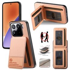 Per Xiaomi 15 Twill Tessuto Pelle Verticale Flip RFID Card Bag Custodia per Telefono (Rosa)