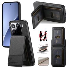 Per Xiaomi 15 Pro Twill Tessuto Pelle Verticale Flip RFID Card Bag Custodia per Telefono (Nero)