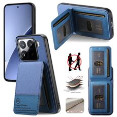 Per Xiaomi 15 Pro Twill Tessuto Pelle Verticale Flip RFID Card Bag Custodia per Telefono (Blu)