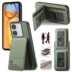 Per Redmi 13C Twill Tessuto Pelle Verticale Flip RFID Card Bag Custodia per Telefono (Verde)