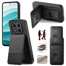 Per Redmi Note 14 Pro+ 5G Twill Tessuto Pelle Verticale Flip RFID Card Bag Custodia per Telefono (Nero)