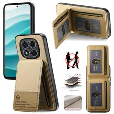 Per Redmi Note 14 Pro+ 5G Twill Tessuto Pelle Verticale Flip RFID Card Bag Custodia per Telefono (Cachi)