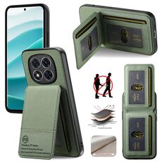 Per Redmi Note 14 Pro+ 5G Twill Tessuto Pelle Verticale Flip RFID Card Bag Custodia per Telefono (Verde)