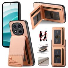 Per Redmi Note 14 Pro+ 5G Twill Tessuto Pelle Verticale Flip RFID Card Bag Custodia per Telefono (Rosa)