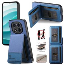 Per Redmi Note 14 Pro+ 5G Twill Tessuto Pelle Verticale Flip RFID Card Bag Custodia per Telefono (Blu)