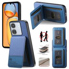 Per Redmi Turbo 4 Twill Tessuto Pelle Verticale Flip RFID Card Bag Custodia per Telefono (Blu)