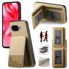 Per Google Pixel 9a Twill Tessuto Pelle Verticale Flip RFID Card Bag Custodia per Telefono (Cachi)