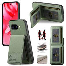 Per Google Pixel 9a Twill Tessuto Pelle Verticale Flip RFID Card Bag Custodia per Telefono (Verde)