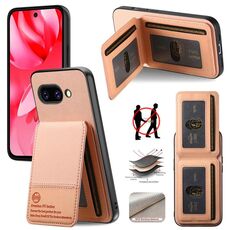 Per Google Pixel 9a Twill Tessuto Pelle Verticale Flip RFID Card Bag Custodia per Telefono (Rosa)