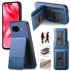 Per Google Pixel 9a Twill Tessuto Pelle Verticale Flip RFID Card Bag Custodia per Telefono (Blu)