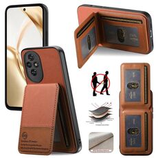 Per Honor 200 Twill Tessuto Pelle Verticale Flip RFID Card Bag Custodia per Telefono (Marrone)