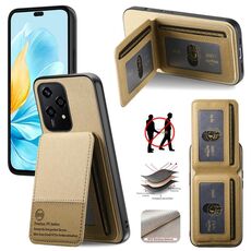 Custodia per telefono in tessuto twill in pelle con cerniera verticale per Honor 200 Lite RFID Card Bag (cachi)
