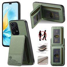 Custodia per telefono in tessuto twill in pelle con cerniera verticale per Honor 200 Lite RFID Card Bag (verde)