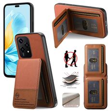 Per Honor 200 Lite Twill Tessuto Pelle Verticale Flip RFID Card Bag Custodia per Telefono (Marrone)