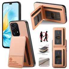 Per Honor 200 Lite Twill Tessuto Pelle Verticale Flip RFID Card Bag Custodia per Telefono (Rosa)