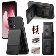 Per OPPO Reno13 Pro Global Twill Tessuto Pelle Vertical Flip RFID Card Bag Custodia per telefono (Nero)