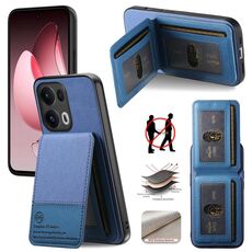 Per OPPO Reno13 Pro Global Twill Tessuto Pelle Vertical Flip RFID Card Bag Custodia per telefono (Blu)