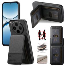 Per OPPO Find X8 Twill Tessuto Pelle Verticale Flip RFID Card Bag Custodia per Telefono (Nero)