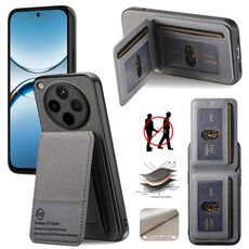 Per OPPO Find X8 Twill Tessuto Pelle Verticale Flip RFID Card Bag Custodia per Telefono (Grigio)